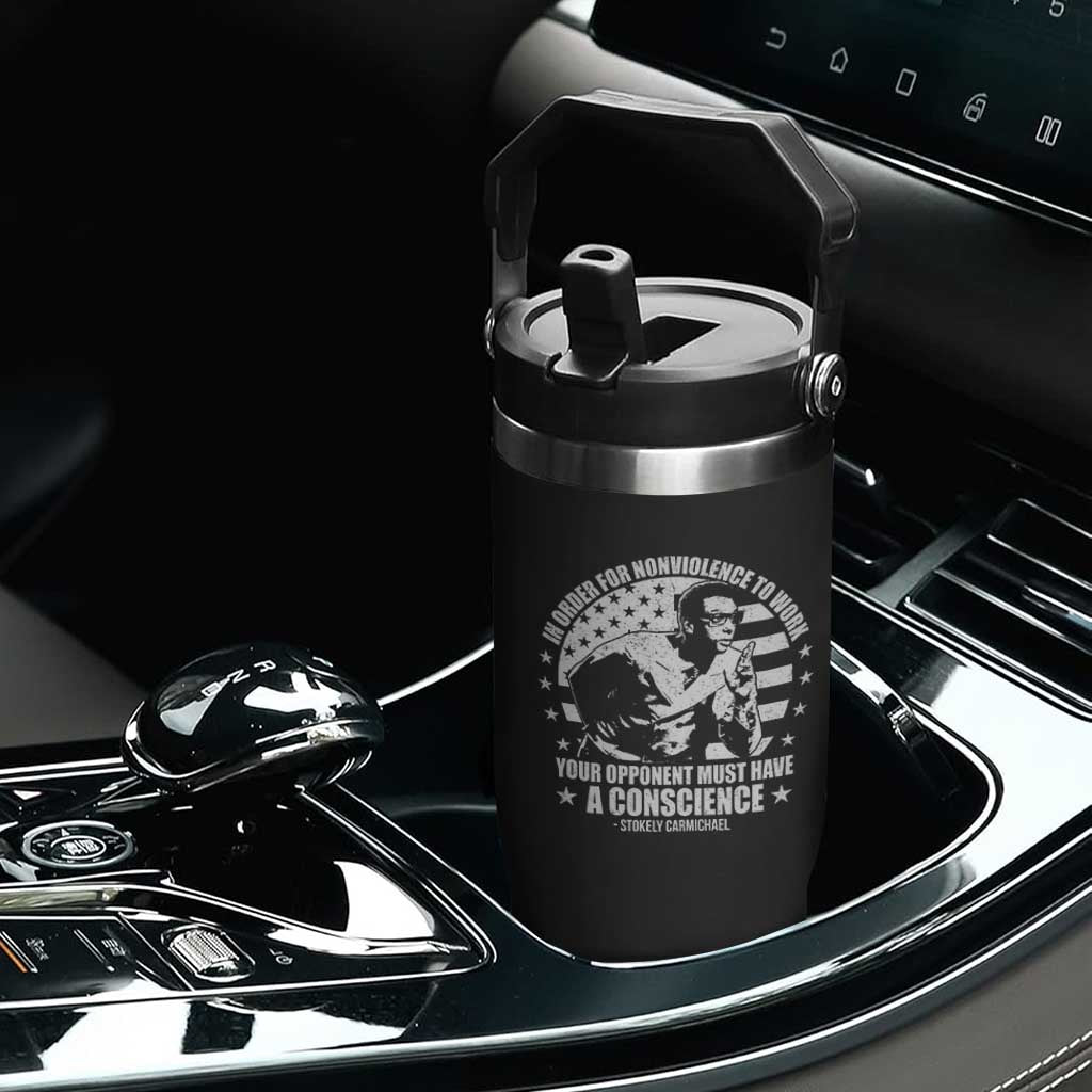 Stokely Carmichael Quote Flip Straw Tumbler In Order For Nonviolence To Work Your Opponent Must Have A Conscience TS11 Print Your Wear