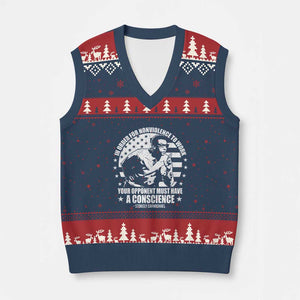 Stokely Carmichael Quote V-Neck Knit Sweater Vest In Order For Nonviolence To Work Your Opponent Must Have A Conscience TS11 Navy Red Print Your Wear