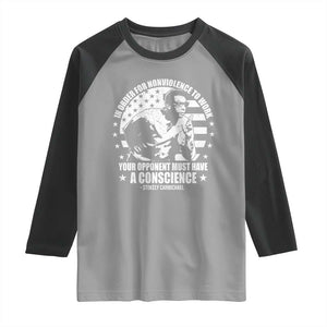 Stokely Carmichael Quote Raglan Shirt In Order For Nonviolence To Work Your Opponent Must Have A Conscience TS11 Sport Gray Black Print Your Wear