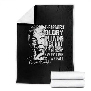 Nelson Mandela Quote Throw Blanket The Greatest Glory In Living Lies Not In Never Falling But In Rising TS11 Black Print Your Wear