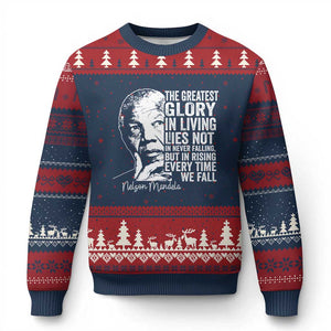 Nelson Mandela Quote Ugly Christmas Sweater The Greatest Glory In Living Lies Not In Never Falling But In Rising TS11 Navy Red Print Your Wear