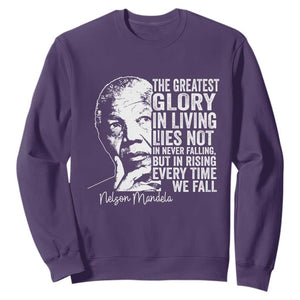 Nelson Mandela Quote Sweatshirt The Greatest Glory In Living Lies Not In Never Falling But In Rising TS11 Purple Print Your Wear