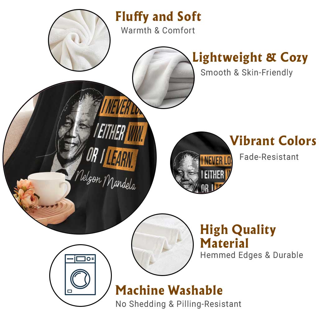 Nelson Mandela Quote Throw Blanket I Never Lose I Either Win Or I Learn TS11 Print Your Wear