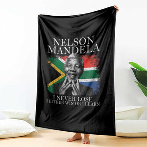 Nelson Mandela Quote Throw Blanket I Never Lose I Either Win Or I Learn Vintage South African Flag TS11 Print Your Wear