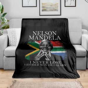 Nelson Mandela Quote Throw Blanket I Never Lose I Either Win Or I Learn Vintage South African Flag TS11 Print Your Wear