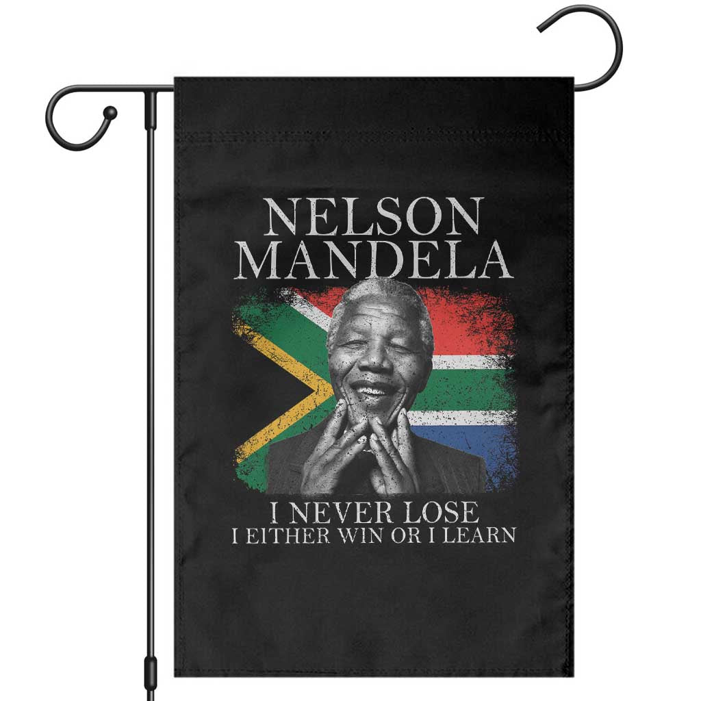Nelson Mandela Quote Garden Flag I Never Lose I Either Win Or I Learn Vintage South African Flag TS11 Black Print Your Wear