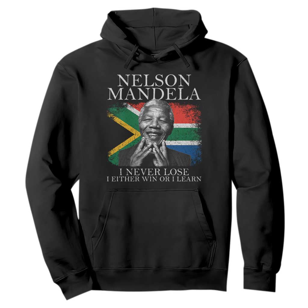 Nelson Mandela Quote Hoodie I Never Lose I Either Win Or I Learn Vintage South African Flag TS11 Black Print Your Wear