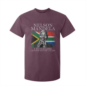 Nelson Mandela Quote T Shirt For Kid I Never Lose I Either Win Or I Learn Vintage South African Flag TS11 Maroon Print Your Wear