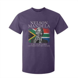Nelson Mandela Quote T Shirt For Kid I Never Lose I Either Win Or I Learn Vintage South African Flag TS11 Purple Print Your Wear