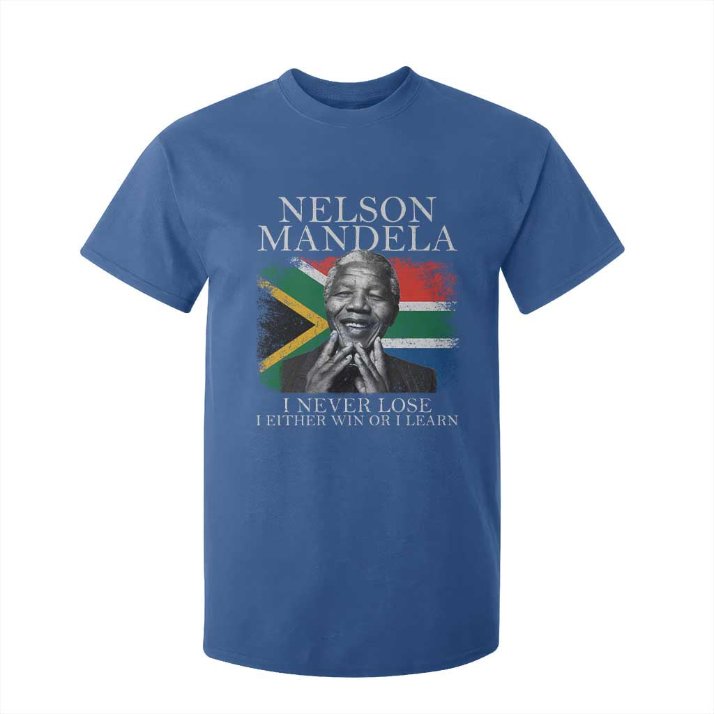 Nelson Mandela Quote T Shirt For Kid I Never Lose I Either Win Or I Learn Vintage South African Flag TS11 Royal Blue Print Your Wear