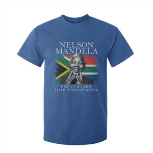 Nelson Mandela Quote T Shirt For Kid I Never Lose I Either Win Or I Learn Vintage South African Flag TS11 Royal Blue Print Your Wear