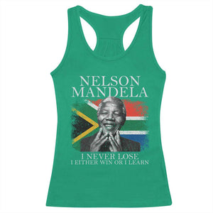 Nelson Mandela Quote Racerback Tank Top I Never Lose I Either Win Or I Learn Vintage South African Flag TS11 Irish Green Print Your Wear