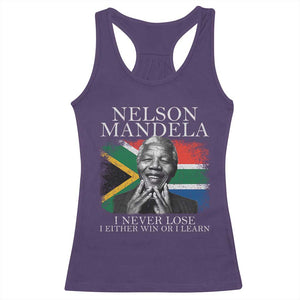 Nelson Mandela Quote Racerback Tank Top I Never Lose I Either Win Or I Learn Vintage South African Flag TS11 Purple Print Your Wear