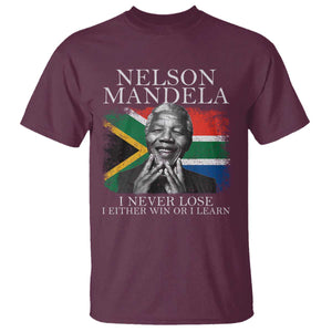 Nelson Mandela Quote T Shirt I Never Lose I Either Win Or I Learn Vintage South African Flag TS11 Maroon Print Your Wear