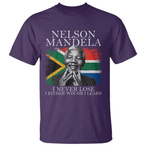 Nelson Mandela Quote T Shirt I Never Lose I Either Win Or I Learn Vintage South African Flag TS11 Purple Print Your Wear