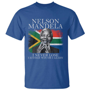 Nelson Mandela Quote T Shirt I Never Lose I Either Win Or I Learn Vintage South African Flag TS11 Royal Blue Print Your Wear