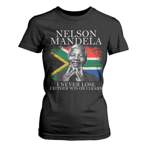 Nelson Mandela Quote T Shirt For Women I Never Lose I Either Win Or I Learn Vintage South African Flag TS11 Black Print Your Wear