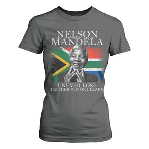 Nelson Mandela Quote T Shirt For Women I Never Lose I Either Win Or I Learn Vintage South African Flag TS11 Dark Heather Print Your Wear