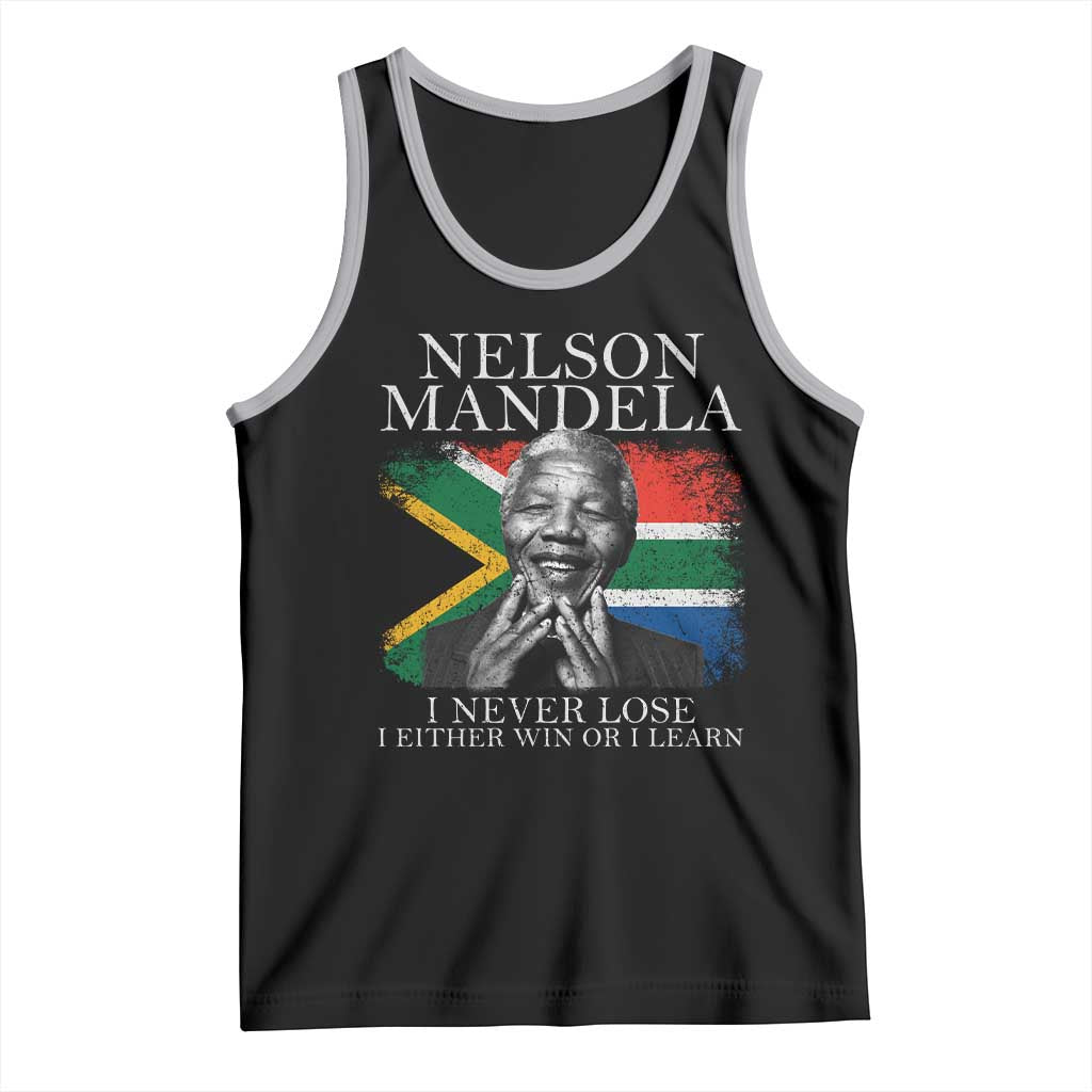 Nelson Mandela Quote Tank Top I Never Lose I Either Win Or I Learn Vintage South African Flag TS11 Black Athletic Heather Print Your Wear