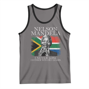 Nelson Mandela Quote Tank Top I Never Lose I Either Win Or I Learn Vintage South African Flag TS11 Deep Heather Black Print Your Wear