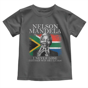 Nelson Mandela Quote Toddler T Shirt I Never Lose I Either Win Or I Learn Vintage South African Flag TS11 Dark Heather Print Your Wear