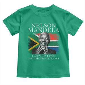 Nelson Mandela Quote Toddler T Shirt I Never Lose I Either Win Or I Learn Vintage South African Flag TS11 Irish Green Print Your Wear