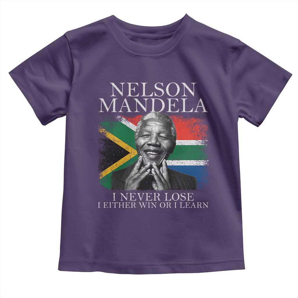 Nelson Mandela Quote Toddler T Shirt I Never Lose I Either Win Or I Learn Vintage South African Flag TS11 Purple Print Your Wear