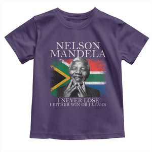 Nelson Mandela Quote Toddler T Shirt I Never Lose I Either Win Or I Learn Vintage South African Flag TS11 Purple Print Your Wear
