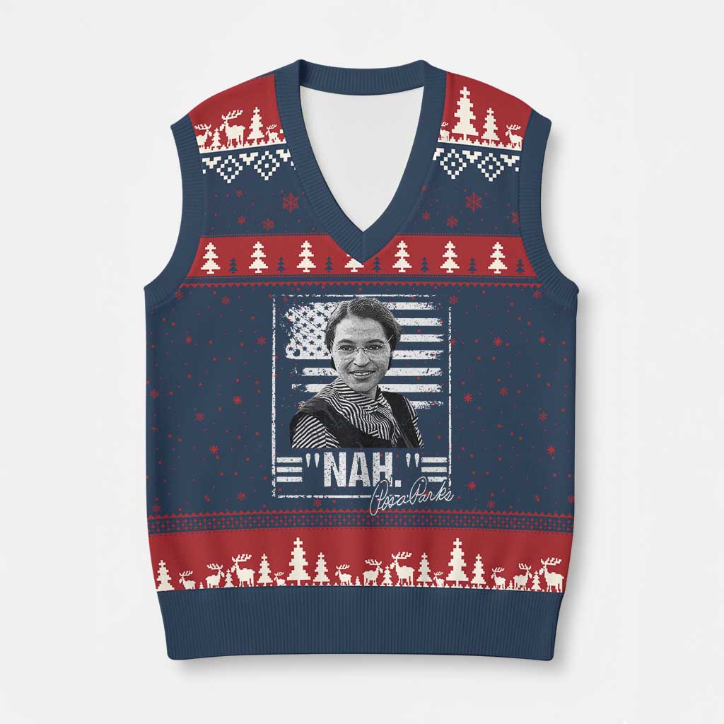 Rosa Parks Nah Quote V-Neck Knit Sweater Vest Black Movement Protest American Flag TS11 Navy Red Print Your Wear