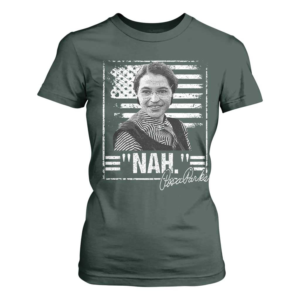Rosa Parks Nah Quote T Shirt For Women Black Movement Protest American Flag TS11 Dark Forest Green Print Your Wear