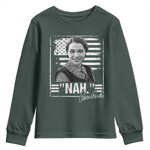 Rosa Parks Nah Quote Youth Sweatshirt Black Movement Protest American Flag TS11 Dark Forest Green Print Your Wear