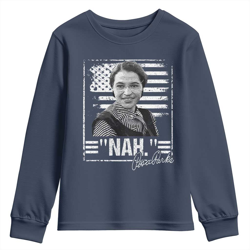 Rosa Parks Nah Quote Youth Sweatshirt Black Movement Protest American Flag TS11 Navy Print Your Wear