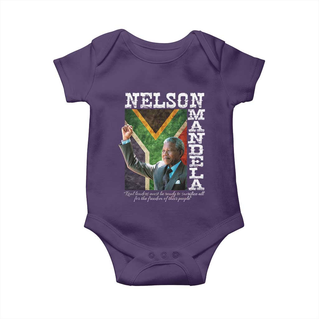 Nelson Mandela Quote Baby Onesie Real Leaders Must Be Ready To Sacrifice All For The Freedom TS11 Purple Print Your Wear