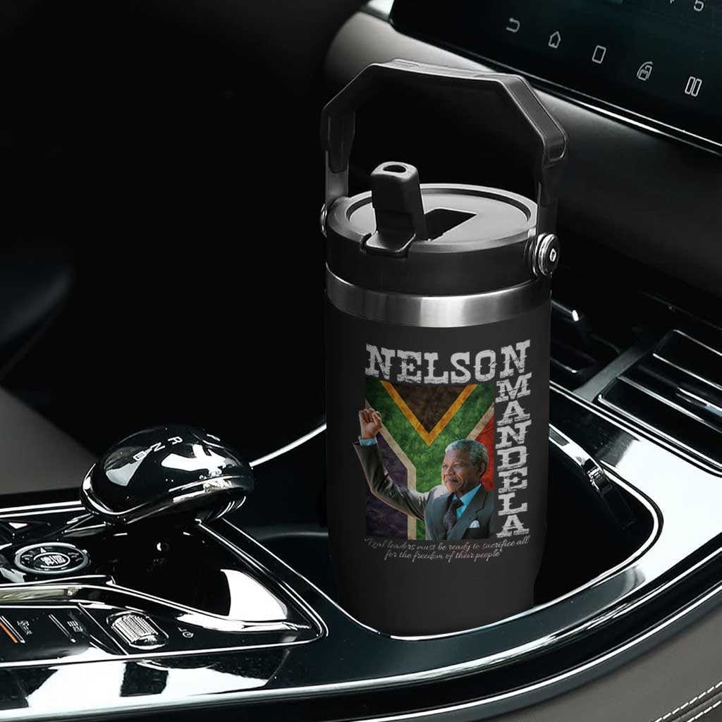 Nelson Mandela Quote Flip Straw Tumbler Real Leaders Must Be Ready To Sacrifice All For The Freedom TS11 Print Your Wear