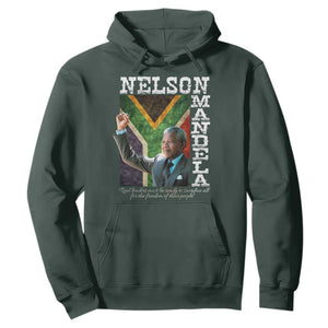 Nelson Mandela Quote Hoodie Real Leaders Must Be Ready To Sacrifice All For The Freedom TS11 Dark Forest Green Print Your Wear