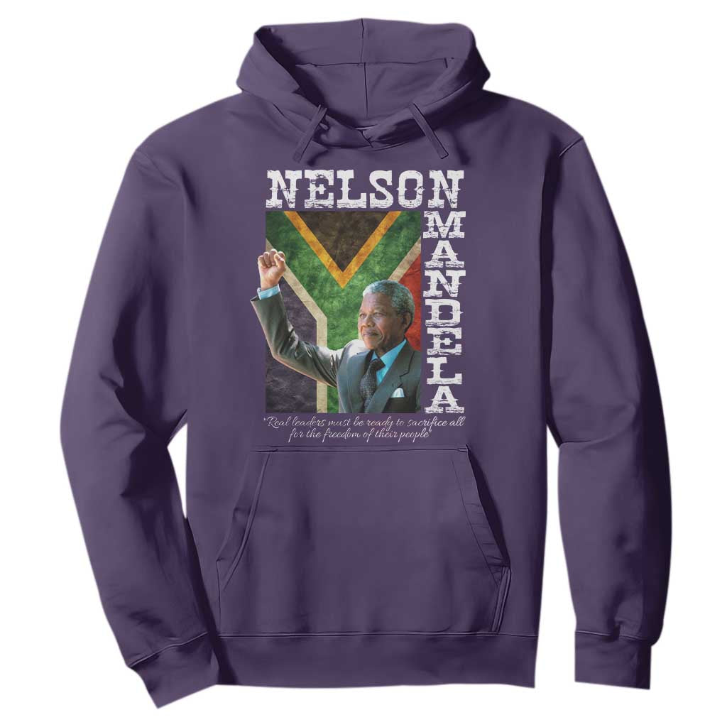 Nelson Mandela Quote Hoodie Real Leaders Must Be Ready To Sacrifice All For The Freedom TS11 Purple Print Your Wear