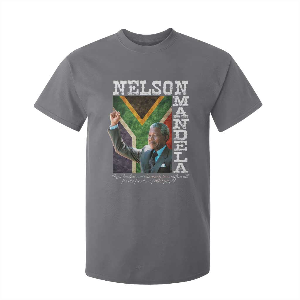 Nelson Mandela Quote T Shirt For Kid Real Leaders Must Be Ready To Sacrifice All For The Freedom TS11 Charcoal Print Your Wear
