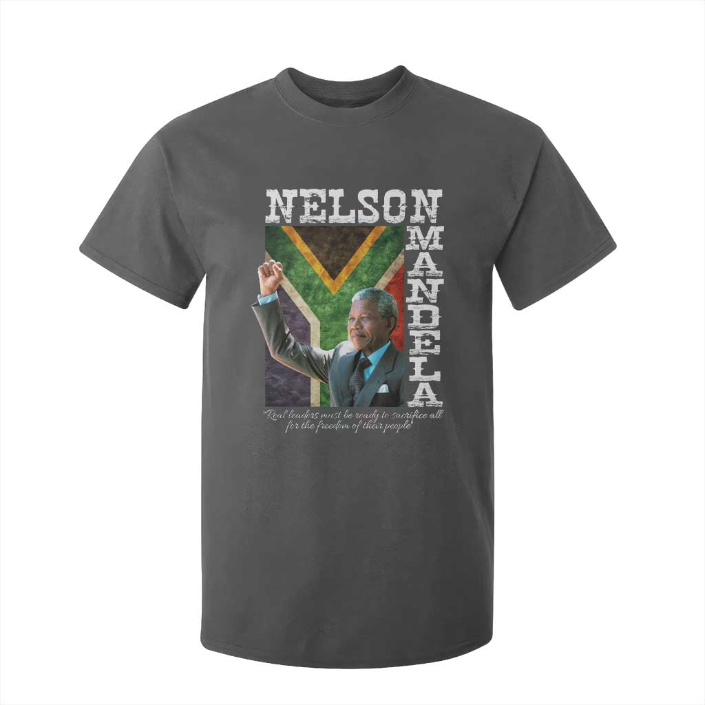 Nelson Mandela Quote T Shirt For Kid Real Leaders Must Be Ready To Sacrifice All For The Freedom TS11 Dark Heather Print Your Wear