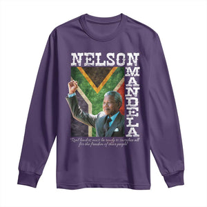 Nelson Mandela Quote Long Sleeve Shirt Real Leaders Must Be Ready To Sacrifice All For The Freedom TS11 Purple Print Your Wear