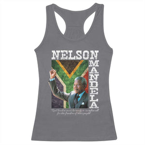 Nelson Mandela Quote Racerback Tank Top Real Leaders Must Be Ready To Sacrifice All For The Freedom TS11 Charcoal Print Your Wear