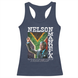 Nelson Mandela Quote Racerback Tank Top Real Leaders Must Be Ready To Sacrifice All For The Freedom TS11 Navy Print Your Wear