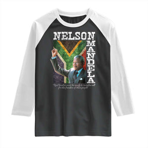 Nelson Mandela Quote Raglan Shirt Real Leaders Must Be Ready To Sacrifice All For The Freedom TS11 Black White Print Your Wear