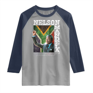 Nelson Mandela Quote Raglan Shirt Real Leaders Must Be Ready To Sacrifice All For The Freedom TS11 Sport Gray Navy Print Your Wear