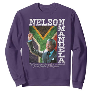 Nelson Mandela Quote Sweatshirt Real Leaders Must Be Ready To Sacrifice All For The Freedom TS11 Purple Print Your Wear
