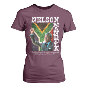 Nelson Mandela Quote T Shirt For Women Real Leaders Must Be Ready To Sacrifice All For The Freedom TS11 Maroon Print Your Wear