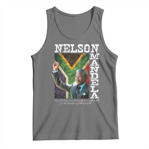 Nelson Mandela Quote Tank Top Real Leaders Must Be Ready To Sacrifice All For The Freedom TS11 Black Heather Print Your Wear