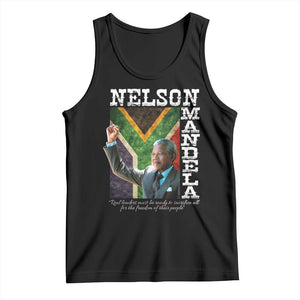 Nelson Mandela Quote Tank Top Real Leaders Must Be Ready To Sacrifice All For The Freedom TS11 Black Print Your Wear