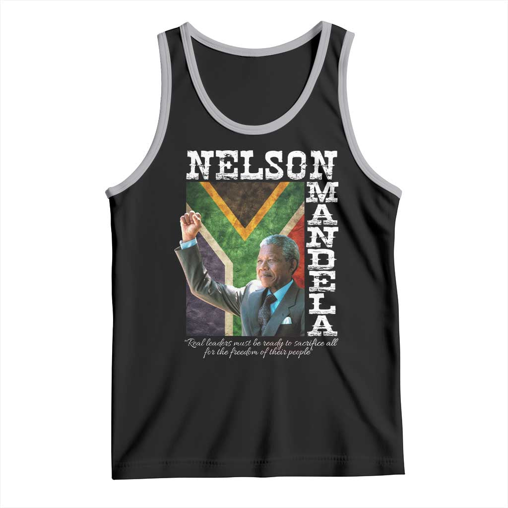 Nelson Mandela Quote Tank Top Real Leaders Must Be Ready To Sacrifice All For The Freedom TS11 Black Athletic Heather Print Your Wear