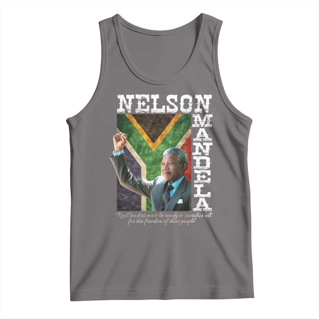 Nelson Mandela Quote Tank Top Real Leaders Must Be Ready To Sacrifice All For The Freedom TS11 Deep Heather Print Your Wear