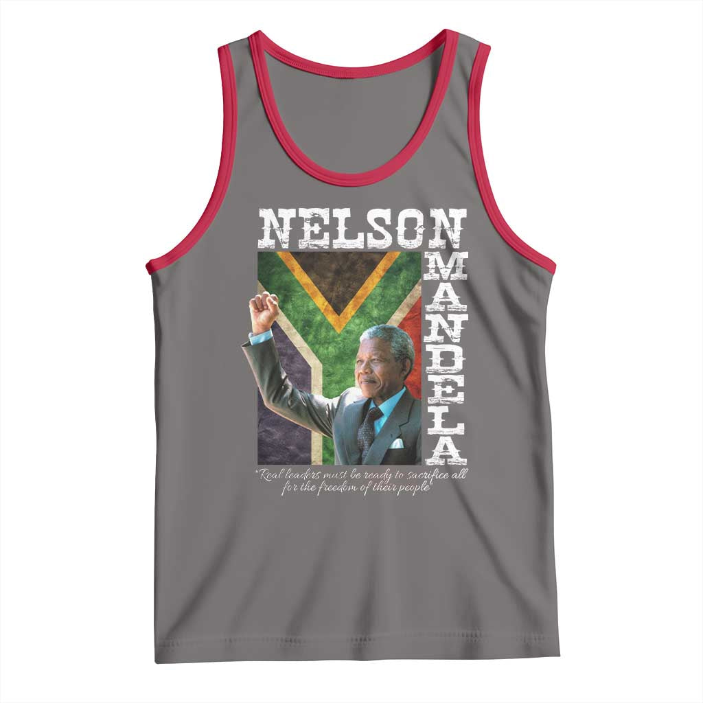 Nelson Mandela Quote Tank Top Real Leaders Must Be Ready To Sacrifice All For The Freedom TS11 Deep Heather Red Print Your Wear